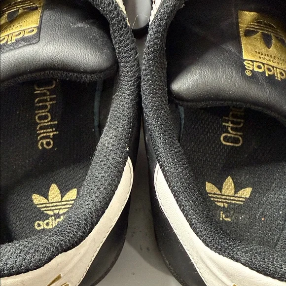 Adidas Black and White Sneakers with Gold Logo - Picture 4 of 6